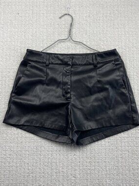 Y2K Dynamite Faux Leather Shorts Rave Black Retro Wom Sz 4 Glam Dark Romance